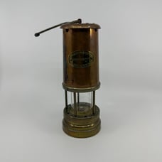 Vintage Copper & Brass Miners Lamp Ashington Colliery