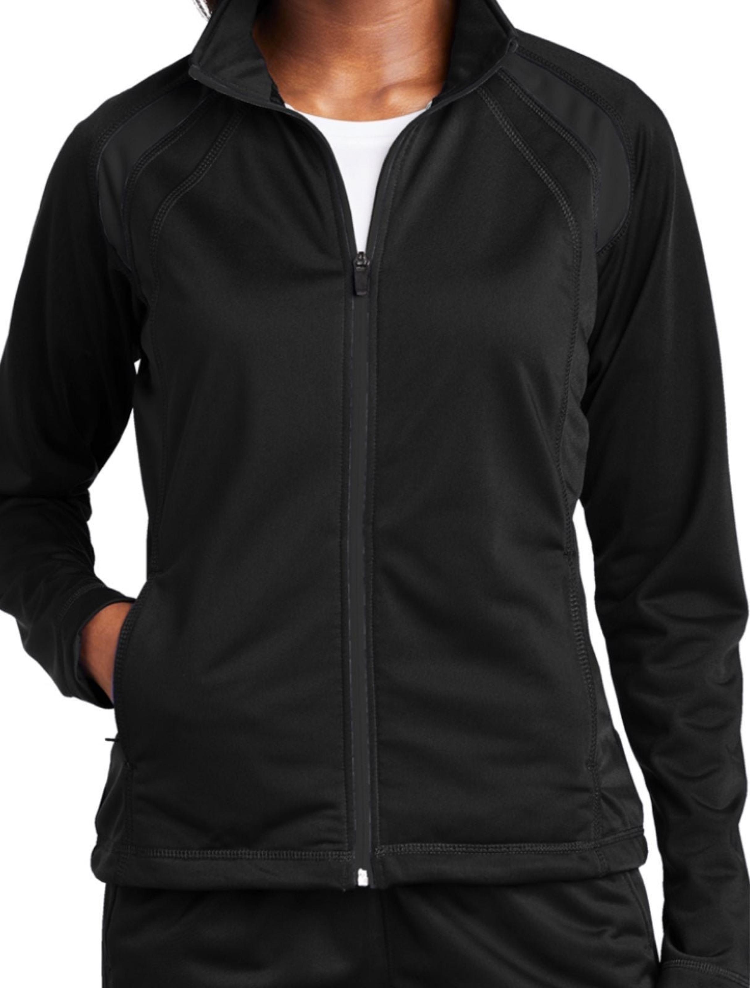 Womens Sport Tek Black Track Jacket E1008
