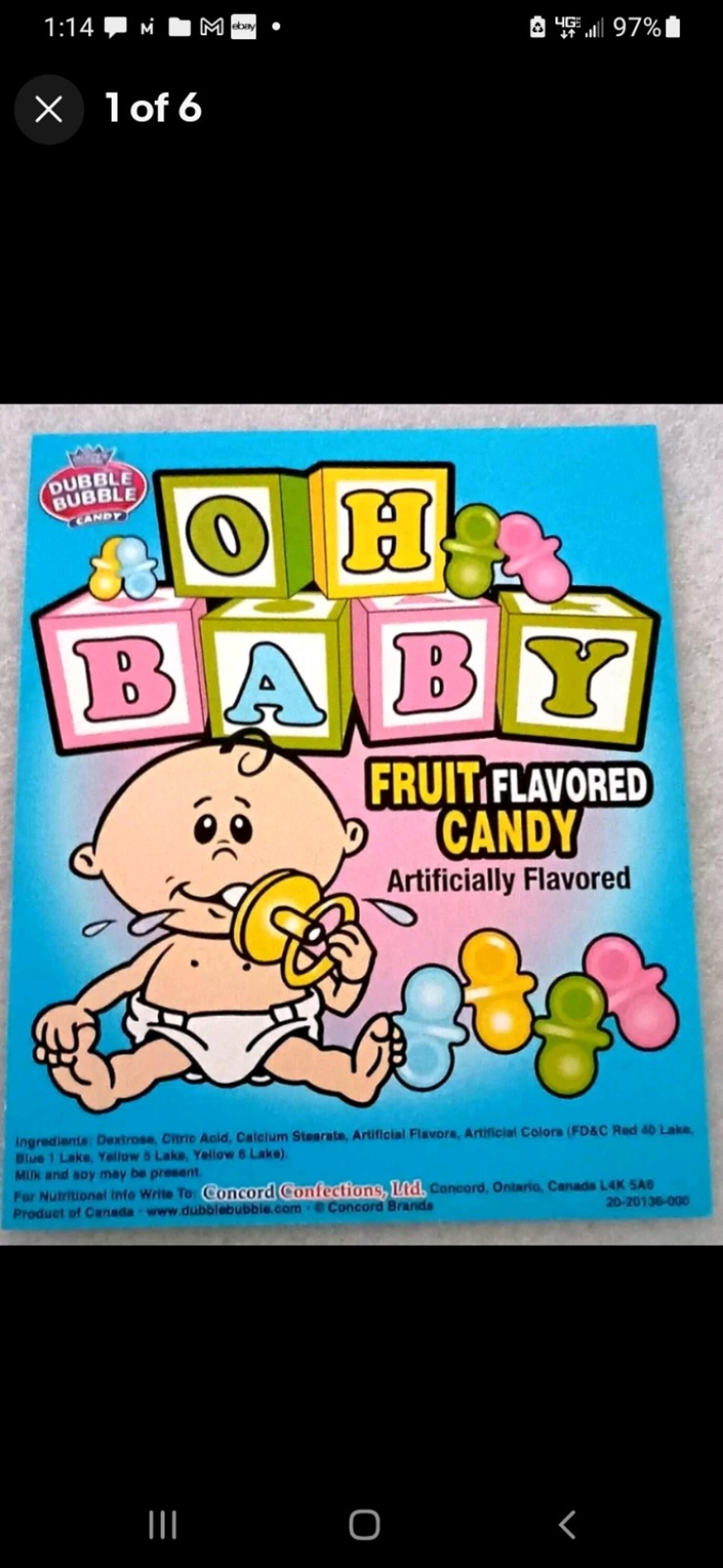 2 Dubble Bubble Oh Baby Fruit Candy Machine Vending Display Card 2000s NOS NEW