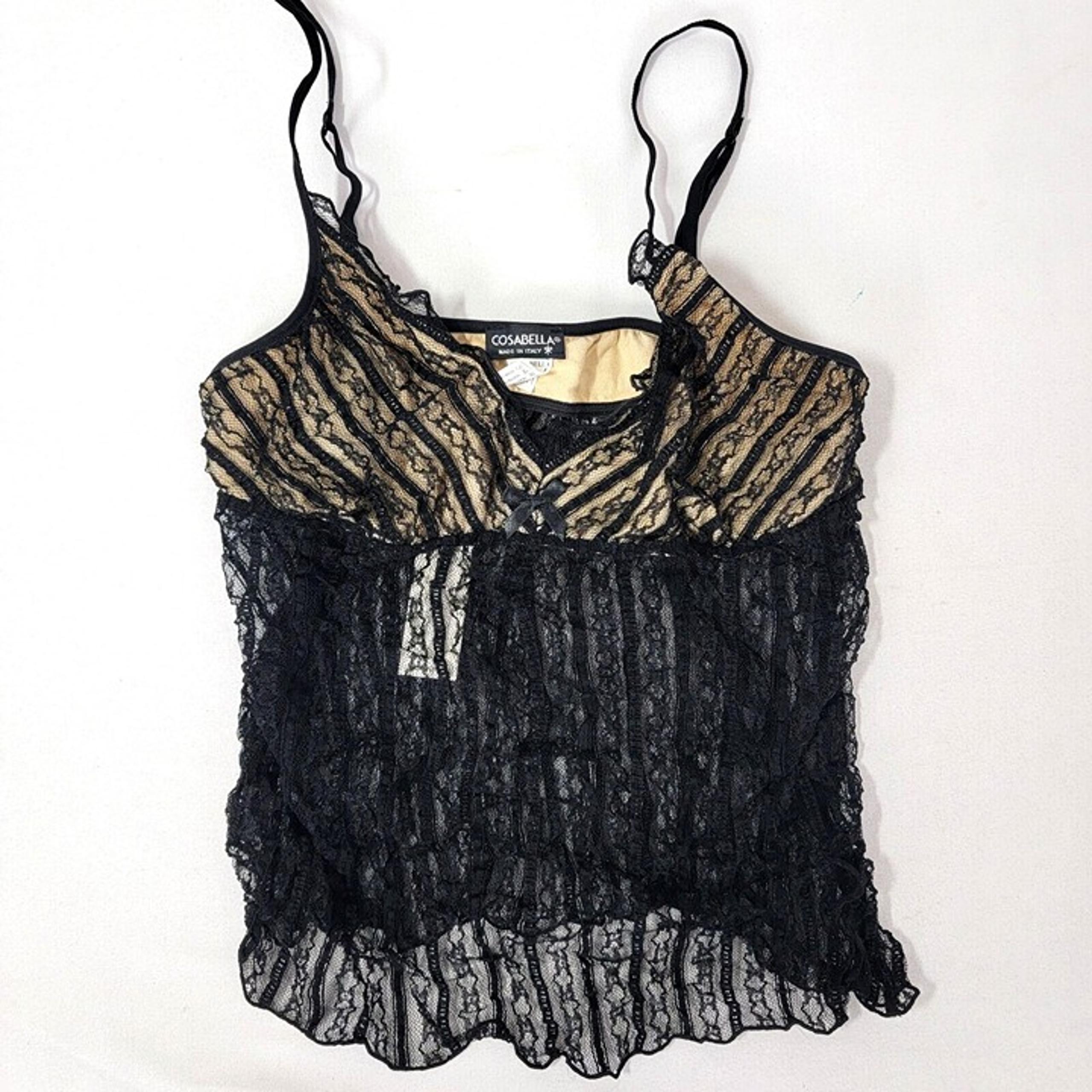 Cosabella Women's Black Tank Francesca Camisole Italy New Size LARGE L Sheer $68