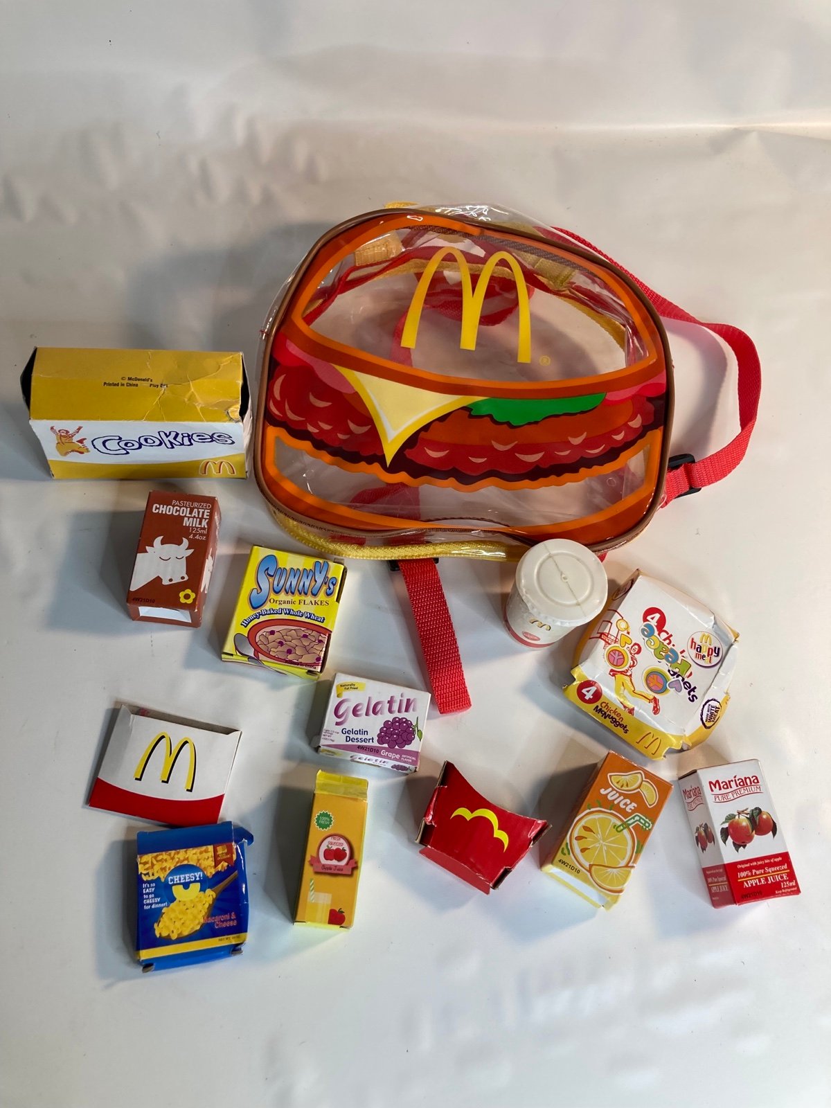 Vintage McDonalds Clear Plastic Zip Bag Backpack Collectible Childs Toys R Us