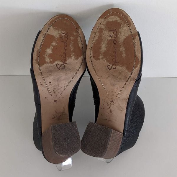 Splendid Darlene ll Black Leather Peep Toe Block buy Heel Sandals Women's 9
