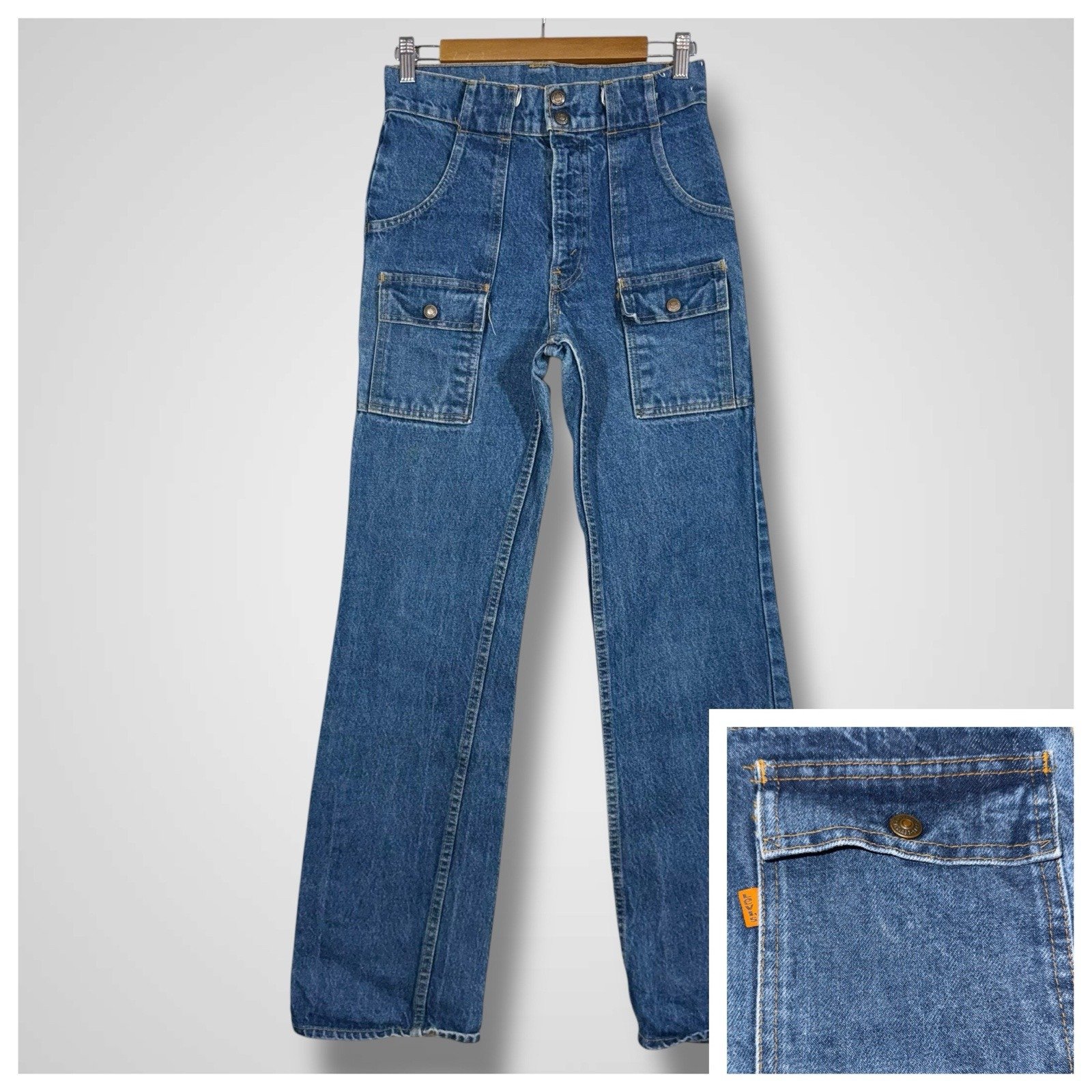Vintage 1970s Levi's Orange Tab Bush Pants Hippie Flare Jeans 30x32 (act 28x32)