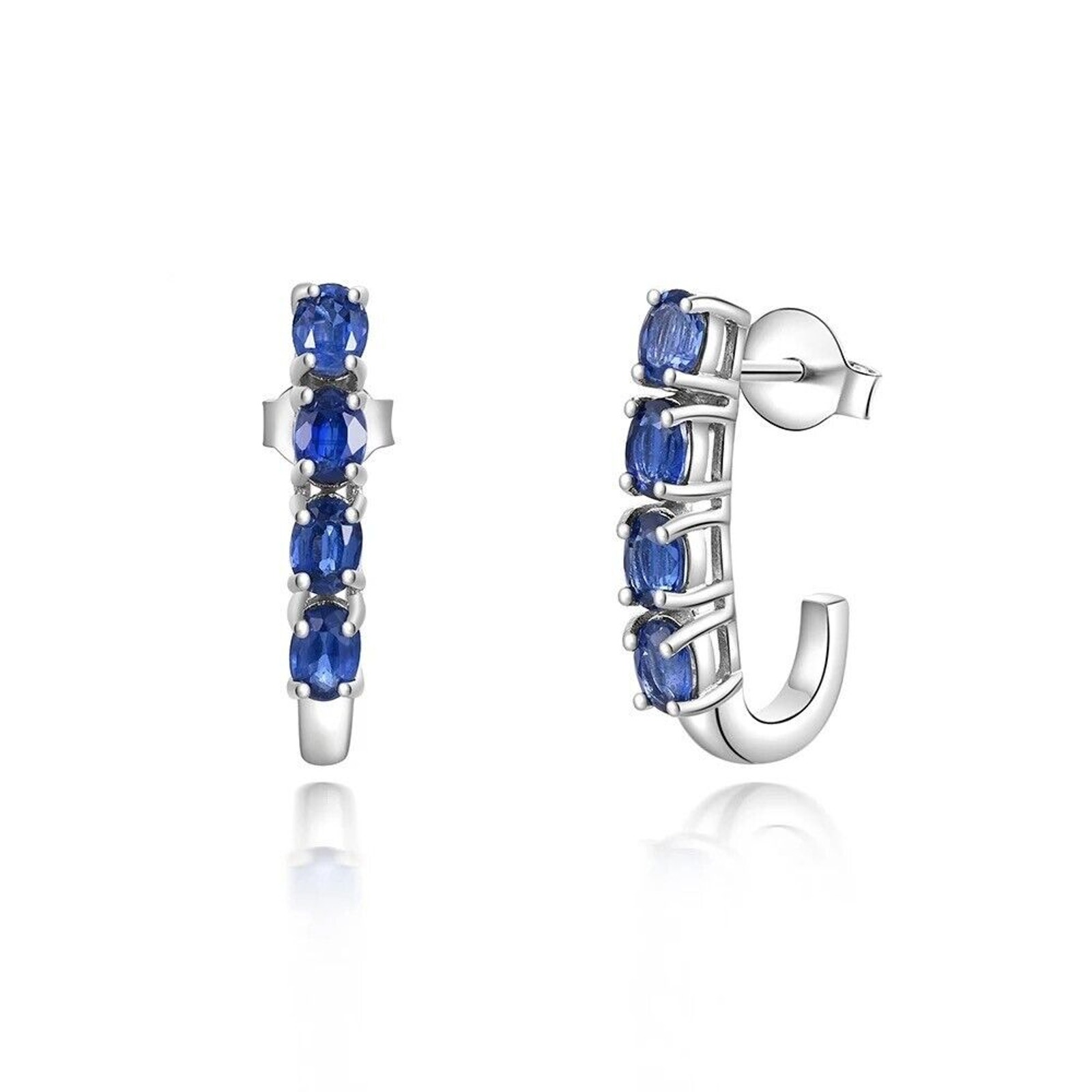 Natural Kyanite Gemstone Hook Earrings 925 Sterling Silver, Kyanite Earrings