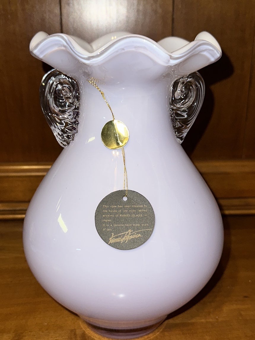 Kamei America Group Inc Vase -Lavender with clear ears made in Japan