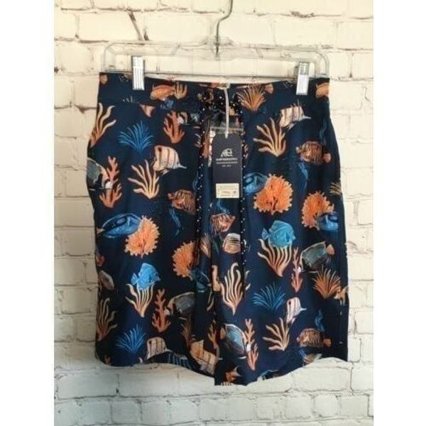 NWT Surfside Supply Men's XS Swim Trunk Boart shorts fish Blue Aquatic tropical