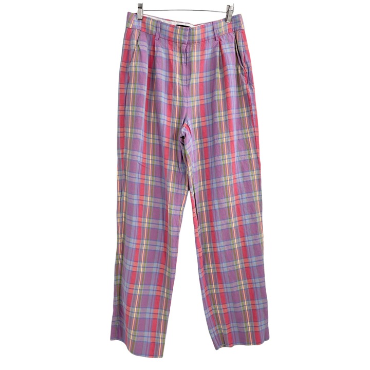 J.Crew Collection Essential Italian Viscose Hemp Pant Womens Size 6 Plaid Lilac