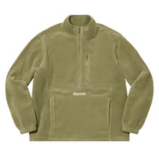 SUPREME (FW21) Polartec Half Zip Pullover Box Logo Fleece Jacket Olive Green NWT