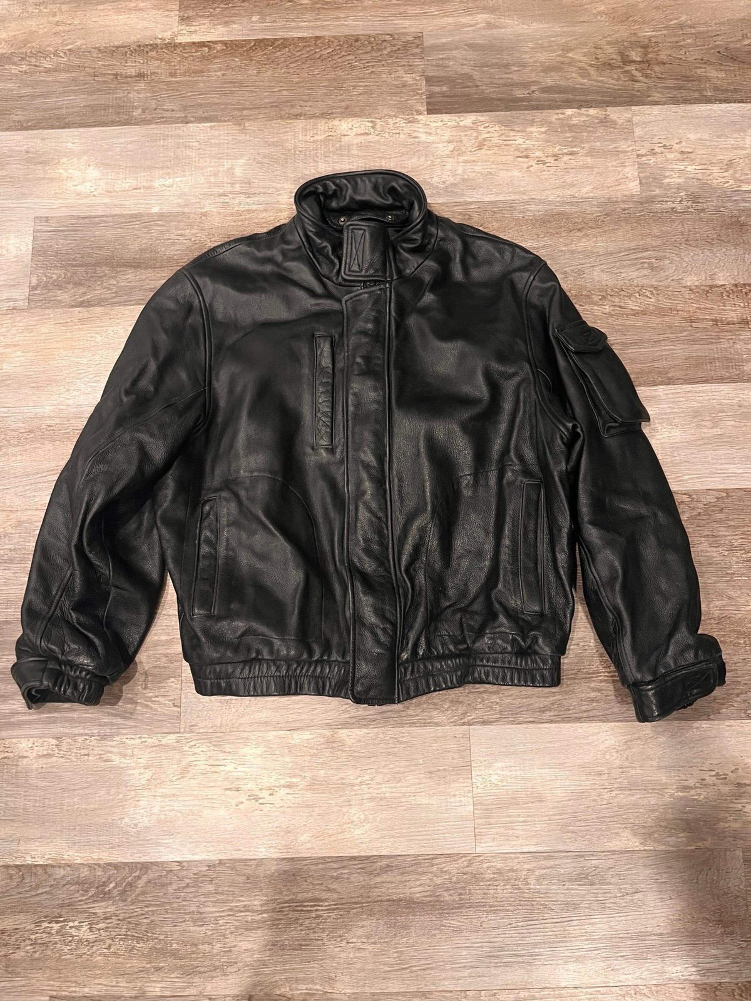 Wilsons Leather Thinsulate Mens Black Bomber Jacket Large Super Warm Biker Coat