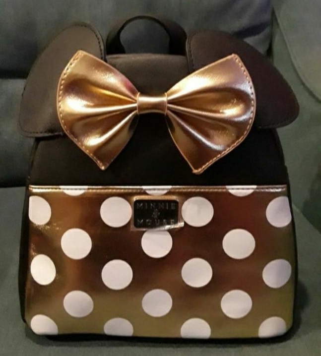 Disney Minnie Mouse Gold Polka Dot Mini Backpack with Ears
