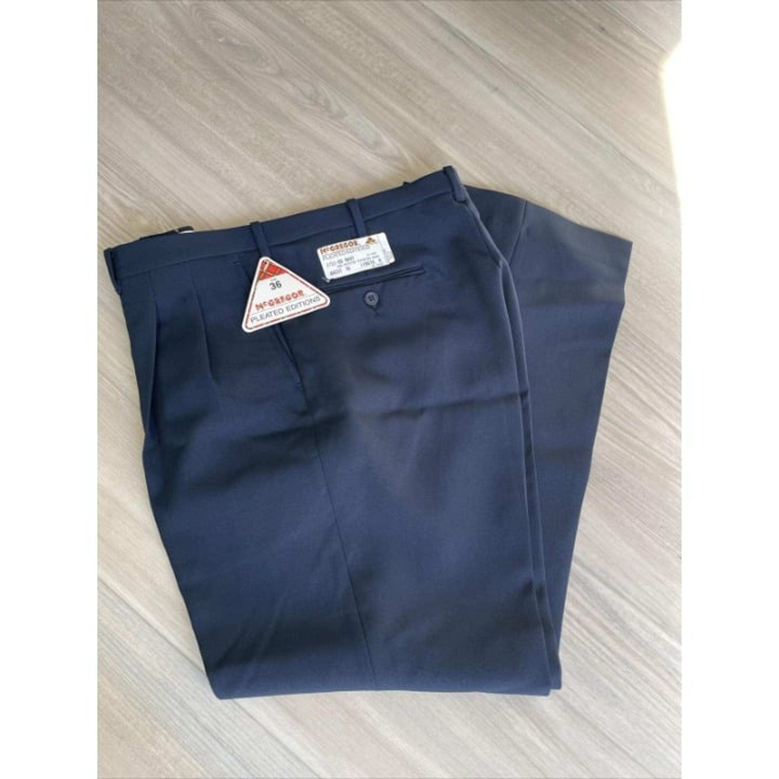VTG NWT McGregor Men's Navy Blue Polyester Pants - 36 x 29.5 - Waist 36 Length M