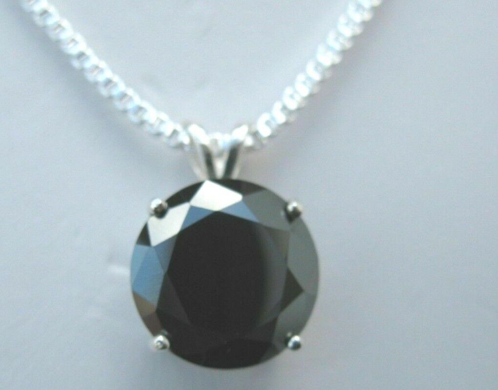 4.04ct 100% REAL NATURAL BLACK DIAMOND NECKLACE ,CERTIFICATE, FREE DIA TESTER
