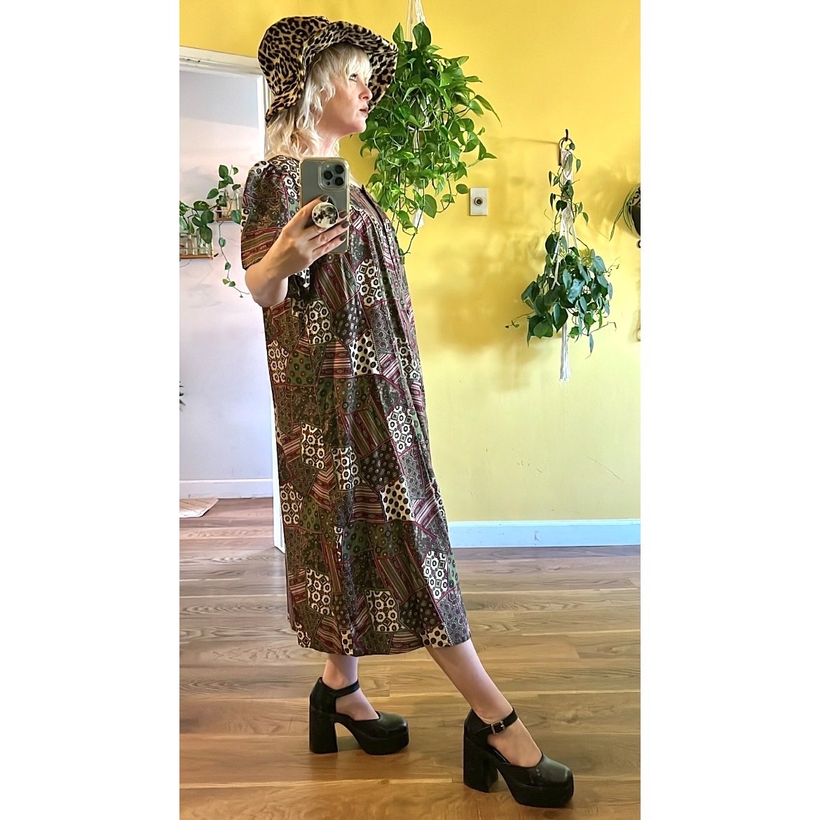 Vintage 70s Patchwork House Dress Vtg 1970s Dresses