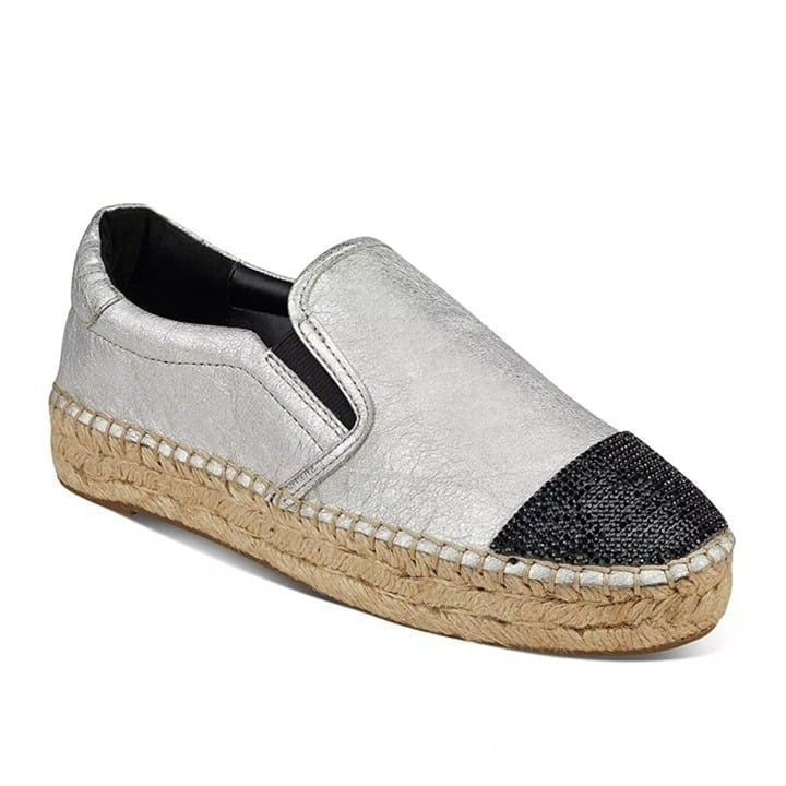 Kendall + Kylie Women's Joss Embellished Espadrilles Silver Size 8.5 (MSRP 110)