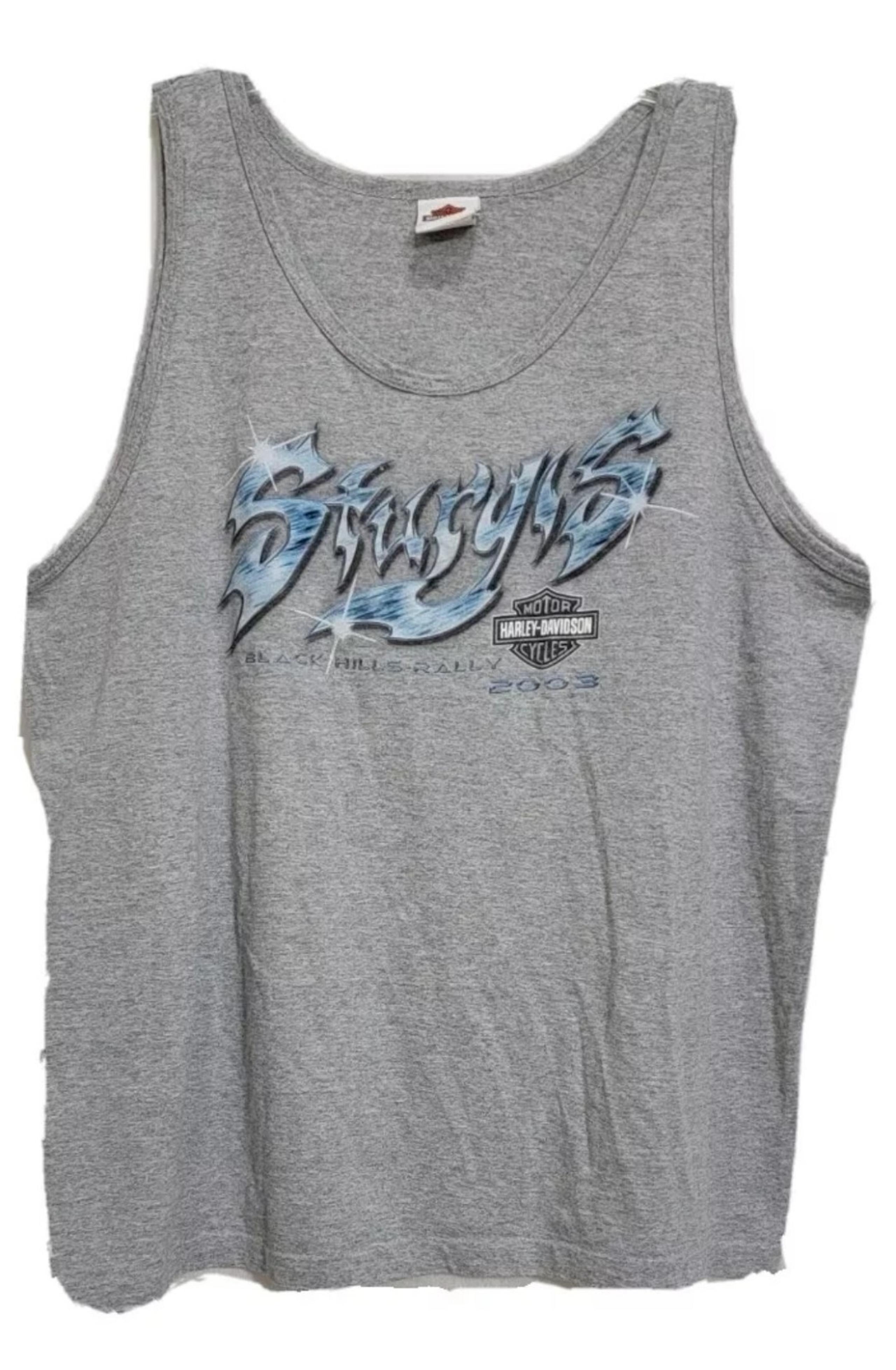 Mens Harley Davidson Vintage Tank top Sturgis 2003 Gray 2XL