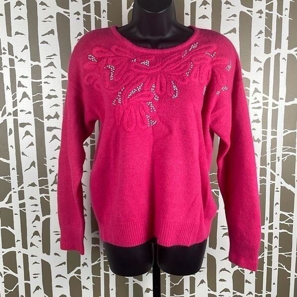 Vintage 80’s Cezanne Angora Blend Pearl Accent Sweater L
