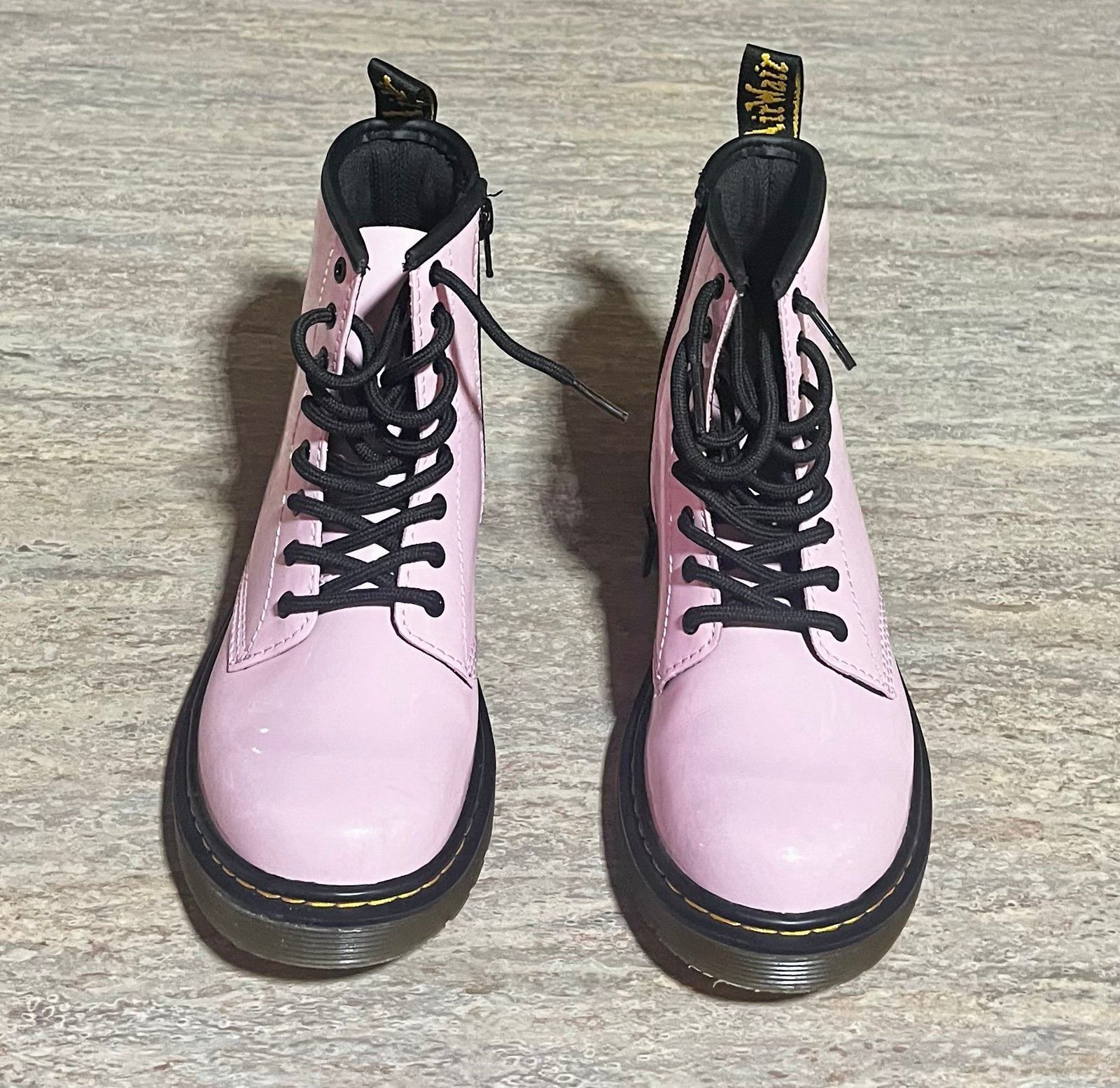 Dr. Martens 1460J pink bubble gum glossy ankle combat boots