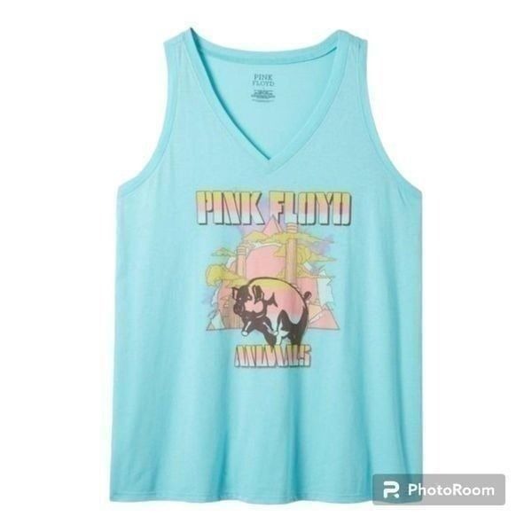5X 28W Torrid Blue Pink Floyd Animals Tank Pastel V Neck 80s Retro Classic Rock.