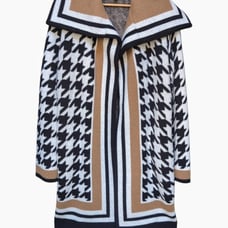 White House Black Market Houndstooth Sweater Coat Size Women's Size SMALL