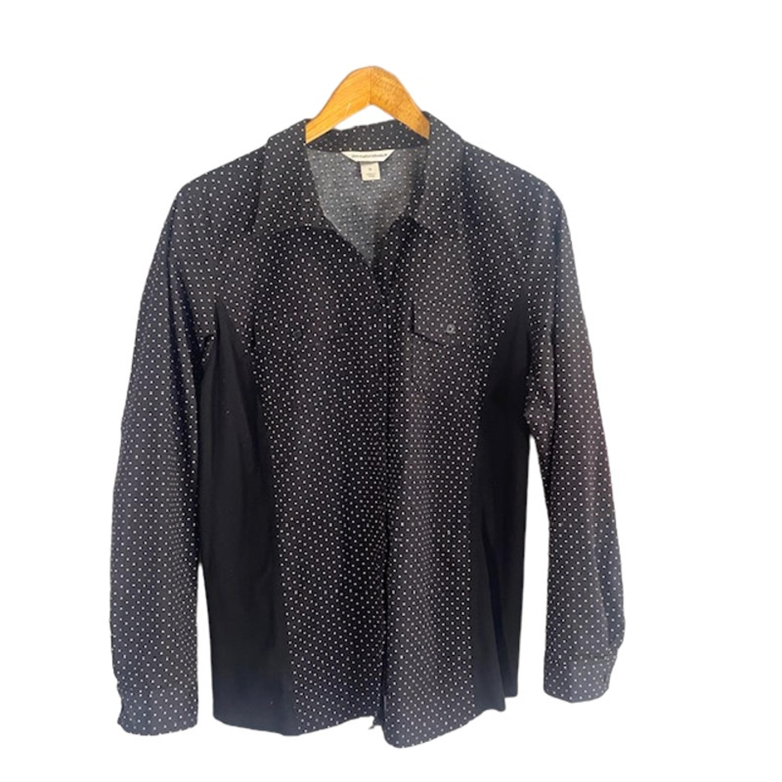Christopher & Banks Black & Pink Polka Dot Button Down Shirt Women Sz XL