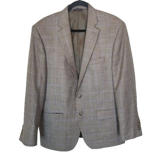 Ralph Ralph Lauren Mens 42R Brown Checkered Wool Silk Linen Blazer Suit Jacket