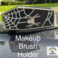 Halloween Rhinestone Spider Web Coffin Brush Holder