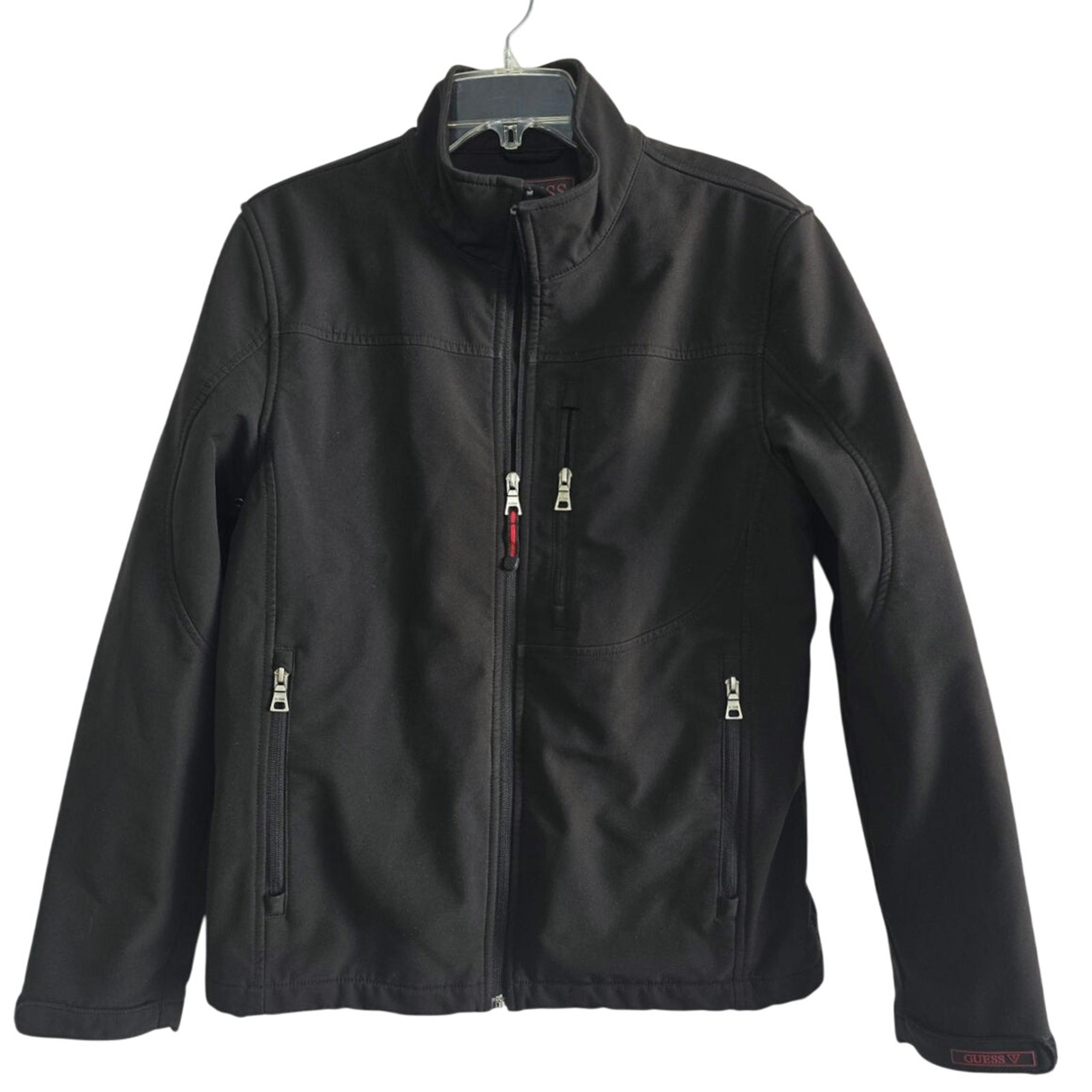 Guess Men's Coat Jacket Solid Zip Up Jacket Softshell Size Medium Black