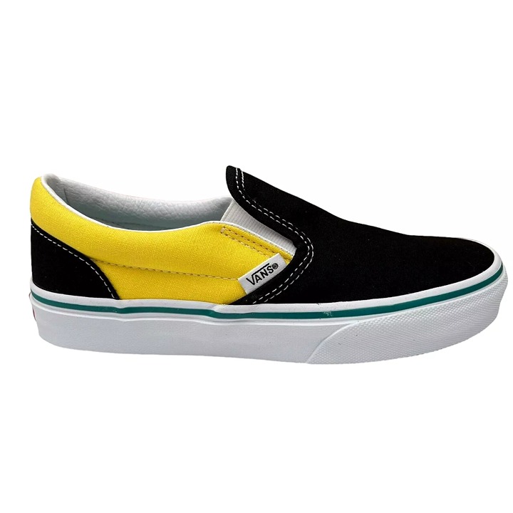 Vans Youth Boy's Canvas Classic Slip-on Sneakers Size 3 Black/Yellow Color Block