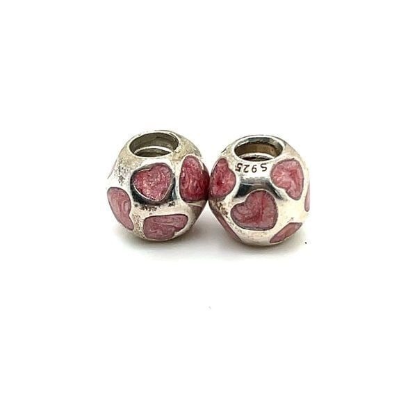 2 Pandora Pink Open Hearts Charms