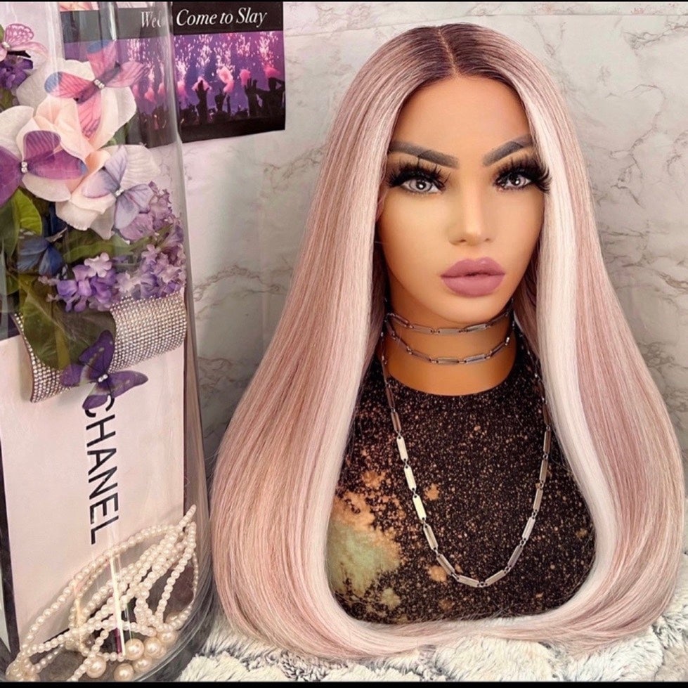 Human Hair blended lace front wig