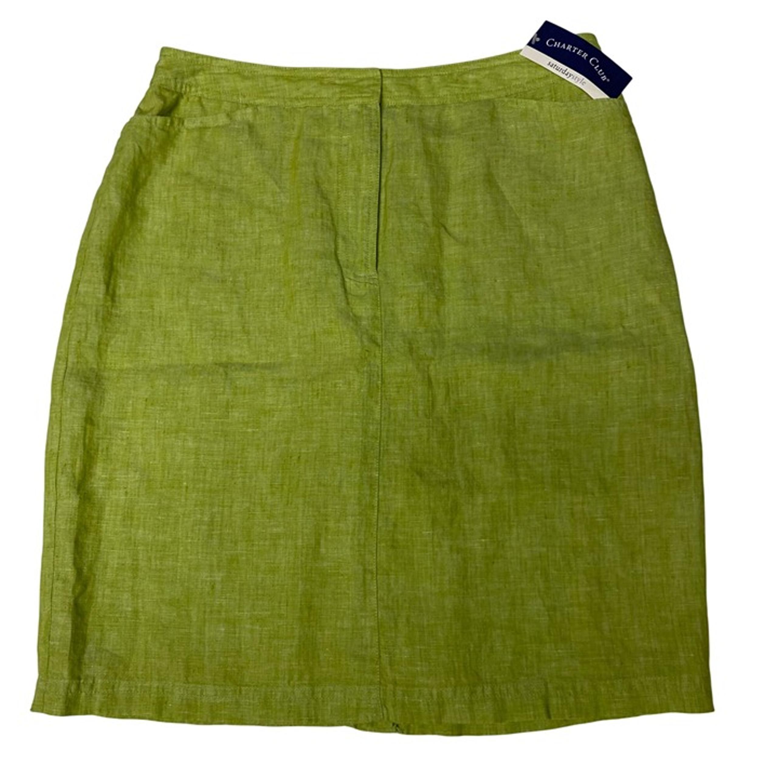 Charter Club Womens Green Linen Pencil Skirt  With Back Vent Size 10NWT