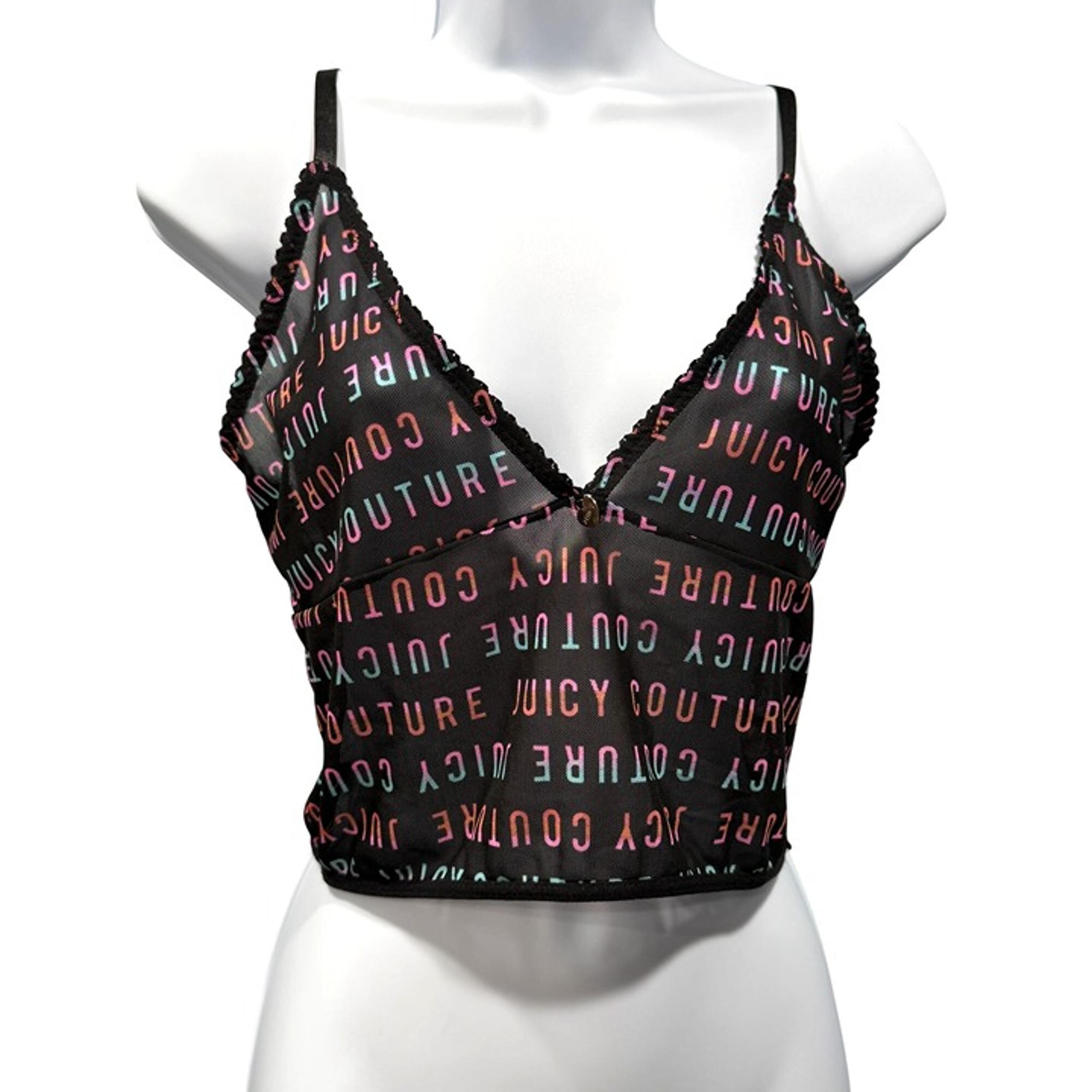 Juicy Couture Mesh Cami Tank Top Spellout Print Y2K, 90s, Babydoll Size XL Y2K