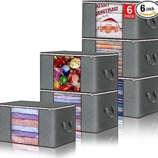6 Pack Foldable Blanket, Clothes Storage Bags with Durable Handles Thick Fabric