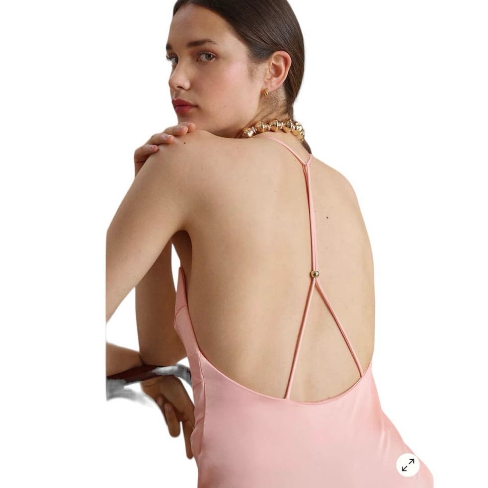 SIGNIFICANT OTHER Melody Square-Neck Open-Back Draped Slip Dress-Sz 10