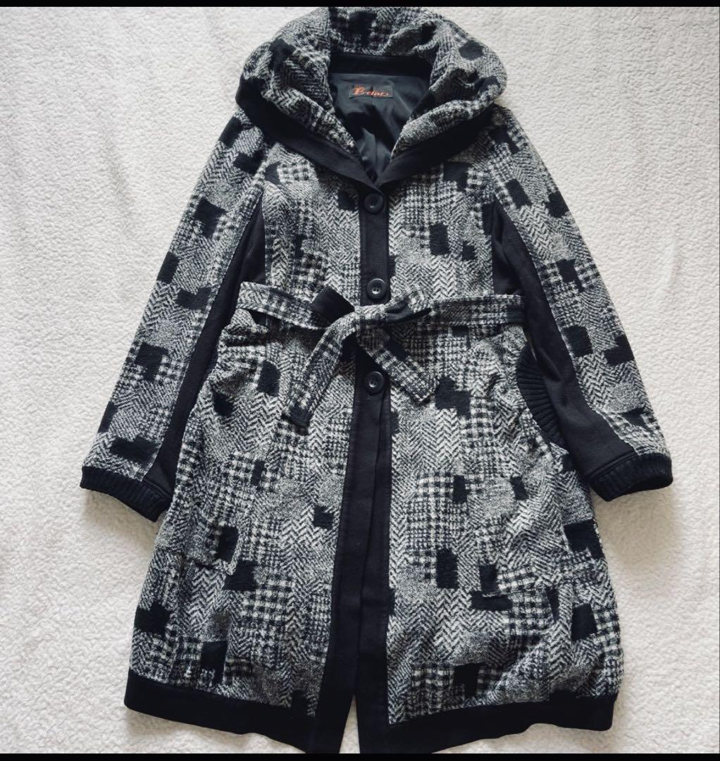 ★Price Reduction During This Period★ Eiko Kondo *E-clat Coat* Black and White Block Check