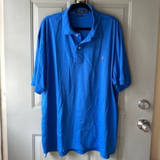Polo Ralph Lauren Blue Pima Soft Men Collar Shirt 2XL Big Condition 9/10 no flaw