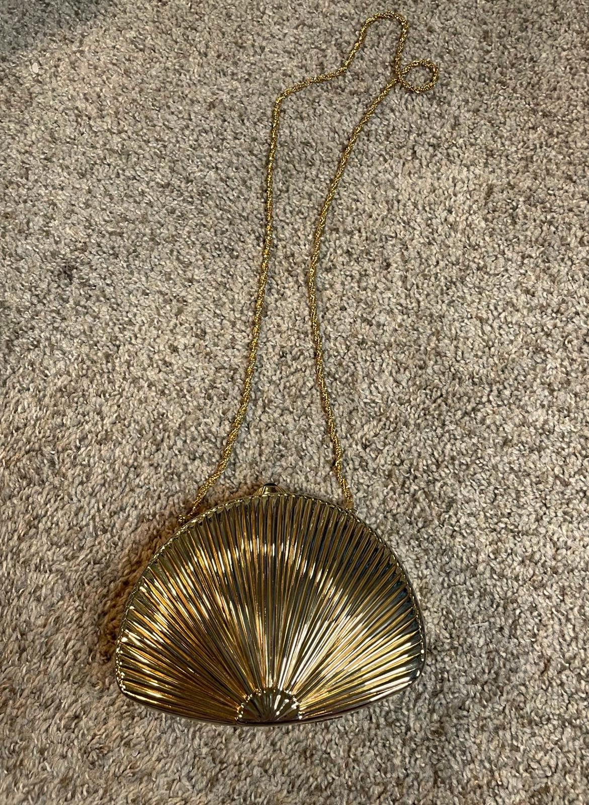 Vintage Nordstrom Gold Clamshell Evening Purse Made in Italy