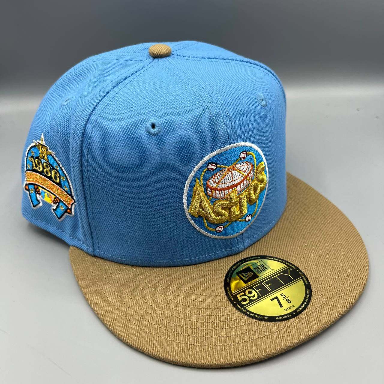 Houston Astros Hat Men 7 5/8 Blue Gray 59Fifty New Era MLB Fitted Cap New