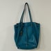Ralph Lauren Teal Blue Leather Oxford Tote Shoulder Bag