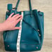Ralph Lauren Teal Blue Leather Oxford Tote Shoulder Bag