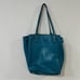 Ralph Lauren Teal Blue Leather Oxford Tote Shoulder Bag