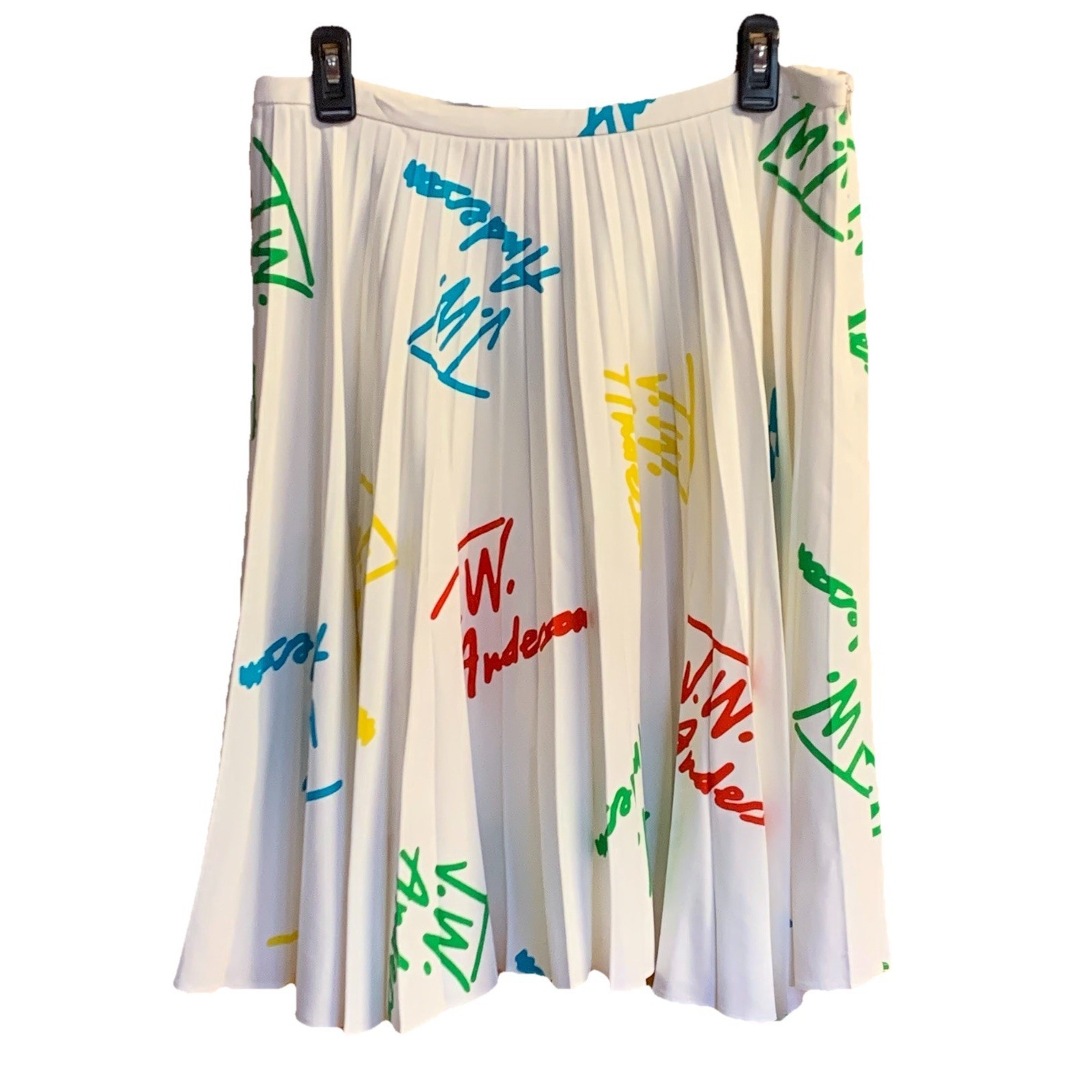J.W. Anderson Multi Color Pleated Logo Skirt Size 6