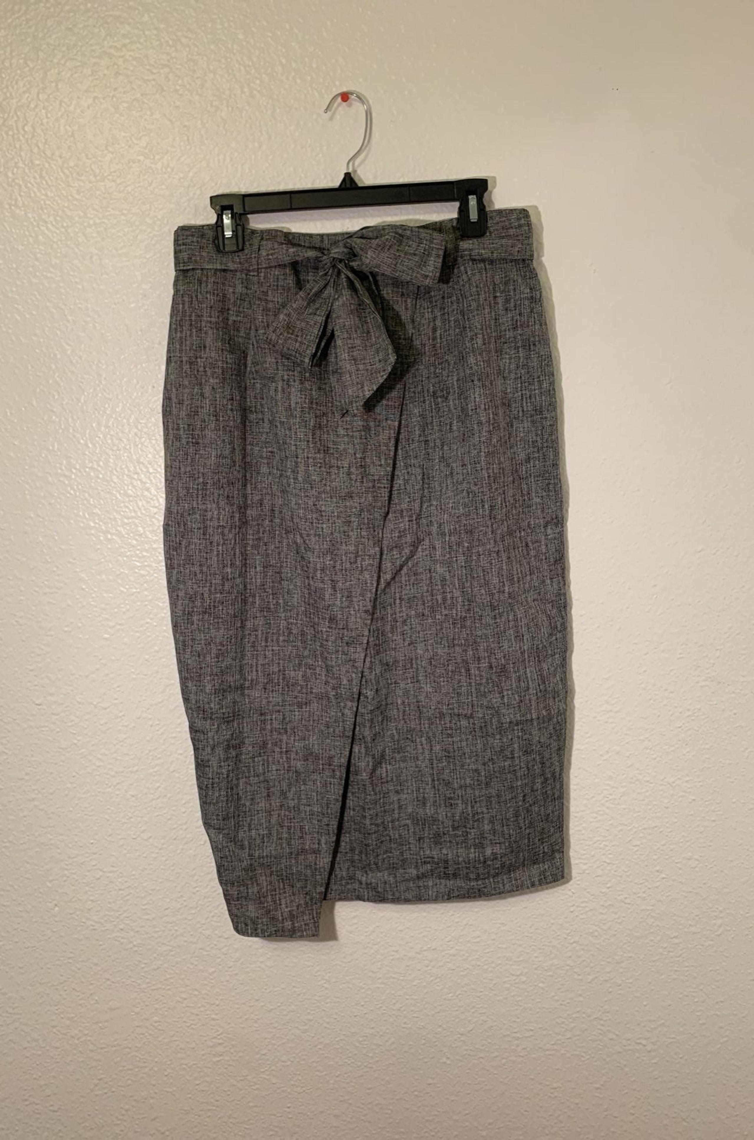 SHEIN Heather Gray Wrap Pencil Skirt