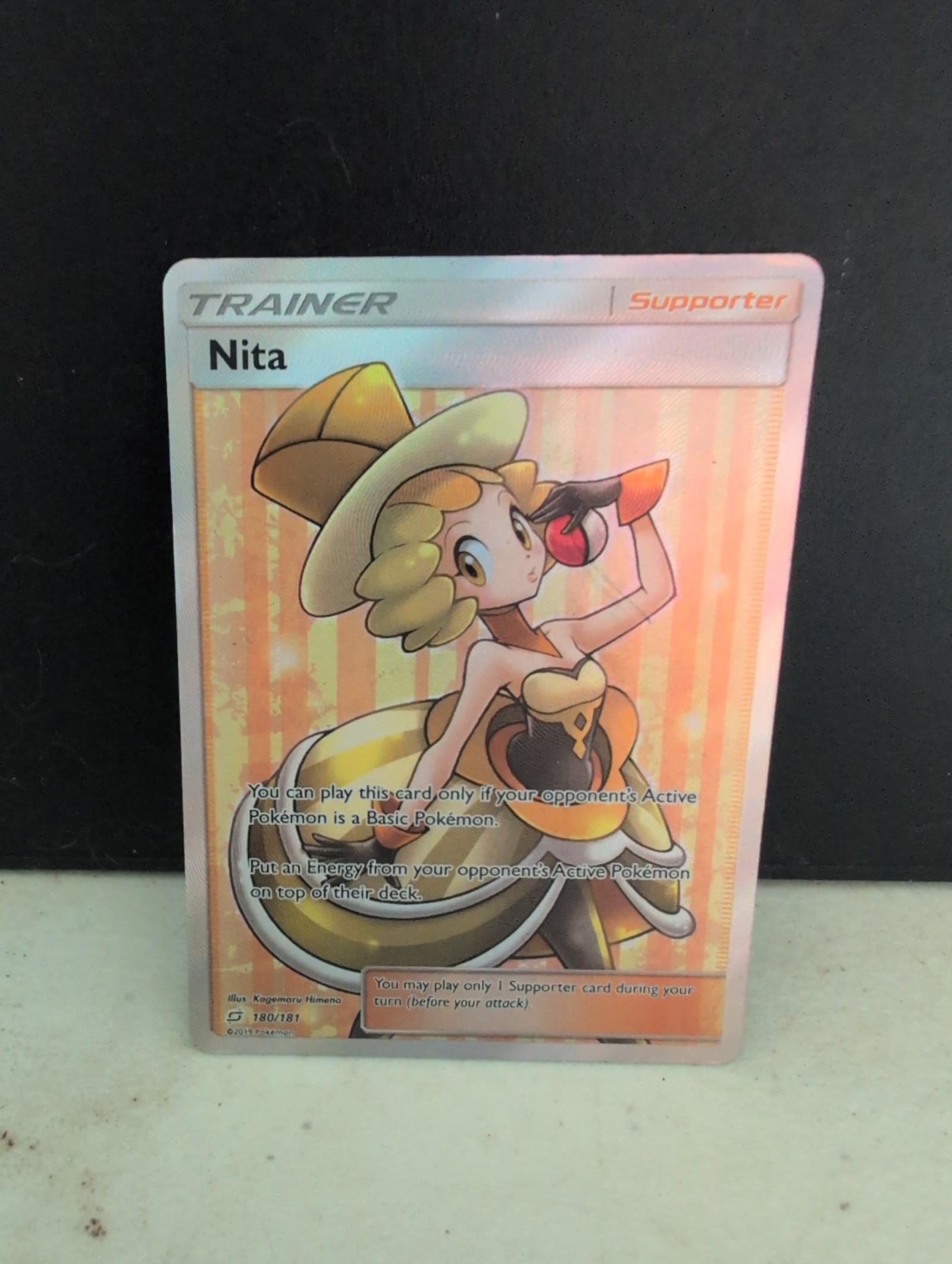 Pokemon Card Nita Trainer Full Art Ultra Rare Holo SM - Team Up 180/181