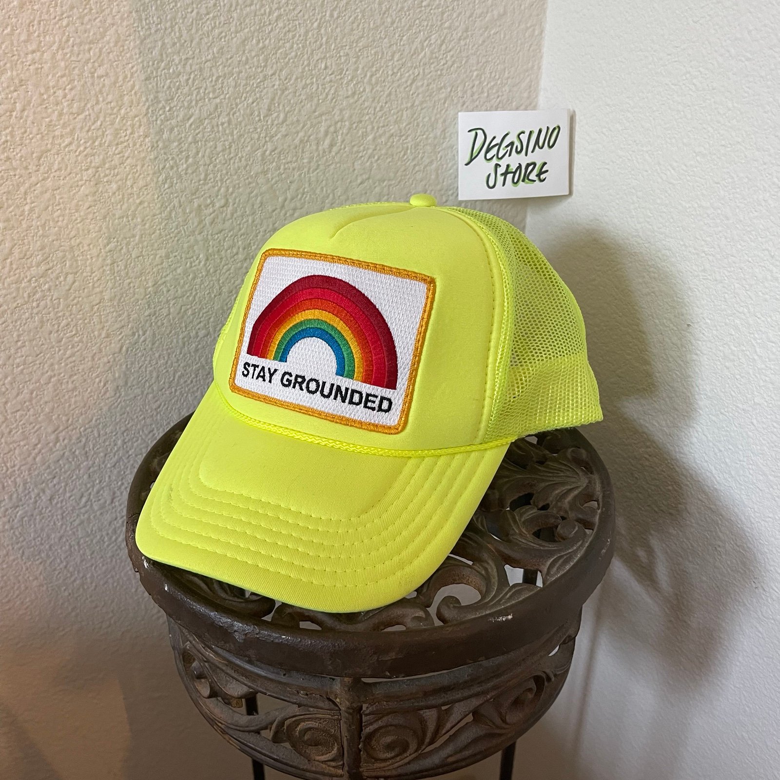 Aviator Nation Stay Grounded Rainbow Neon Yellow Snapback