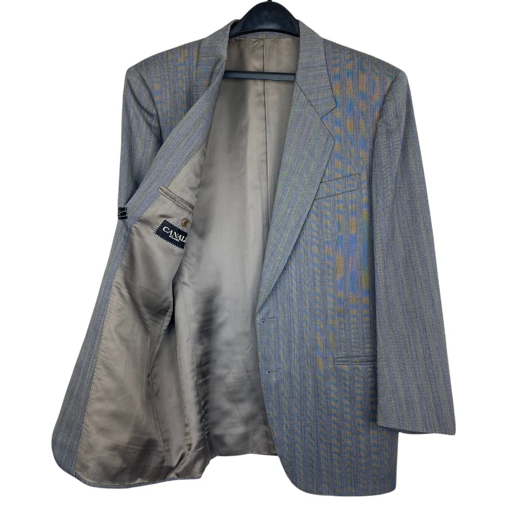 Vintage Canali 40R (50R EU) Wool Blazer Sport Coat Jacket Blue Striped 2 Button