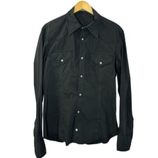 Ari Double Pocket cotton Western Rodeo Style Shirt Raw Hem Black XL