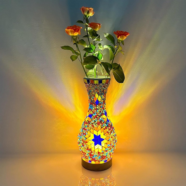 Mosaic Vase Lamp Turkish Moroccan Table Lamp Orange