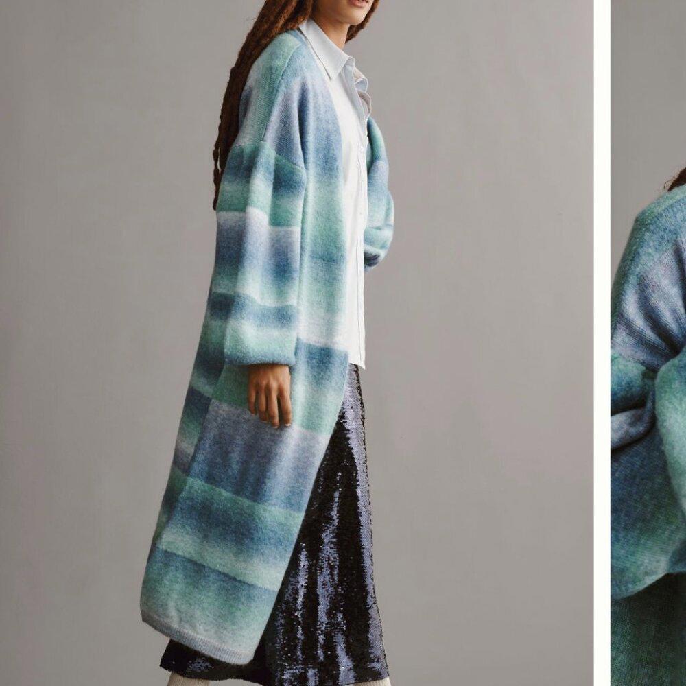 Anthropologie Cozy Ombre Stripe Duster Sweater Cardigan