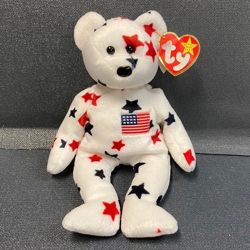 Ty Beanie Baby Glory Bear USA Stars American Bear Retired Multiple Errors Rare
